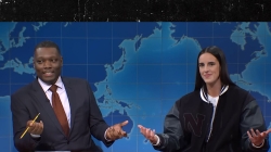 Caitlin Clark Appears on ‘SNL’ And Turns Apron Joke on Michael Che